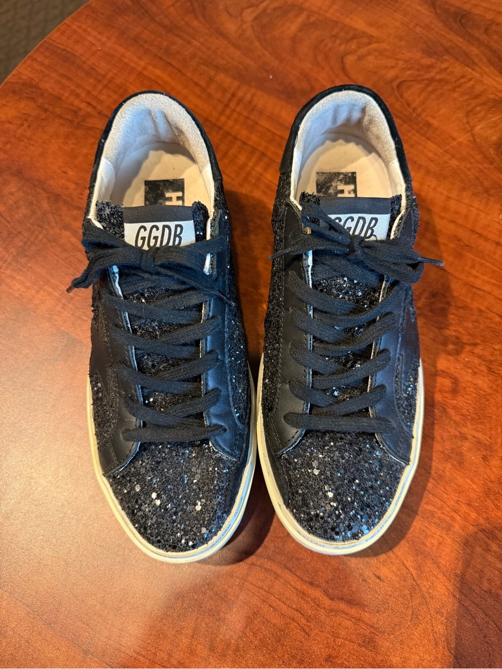 Golden Goose Hi Star Black Glitter Sneakers - 39 / US9